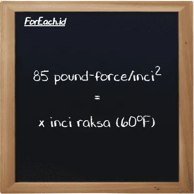 1 pound-force/inci<sup>2</sup> setara dengan 2.0418 inci raksa (60<sup>o</sup>F) (1 lbf/in<sup>2</sup> setara dengan 2.0418 inHg)